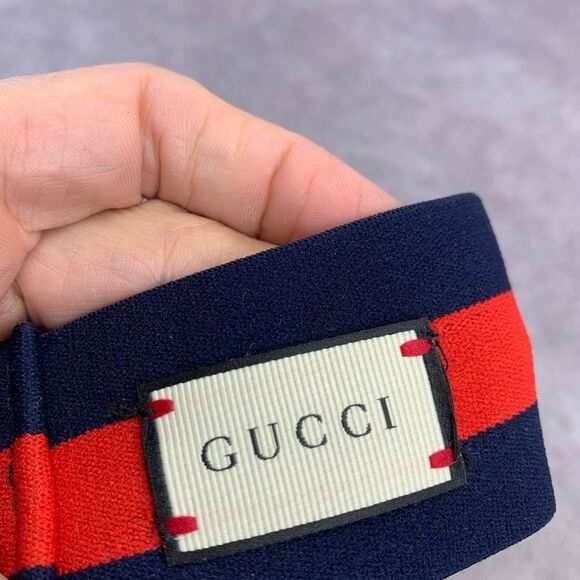Authentic Gucci Embellished Crystal Red & Blue Sherry Web Headband - Picture 10 of 12